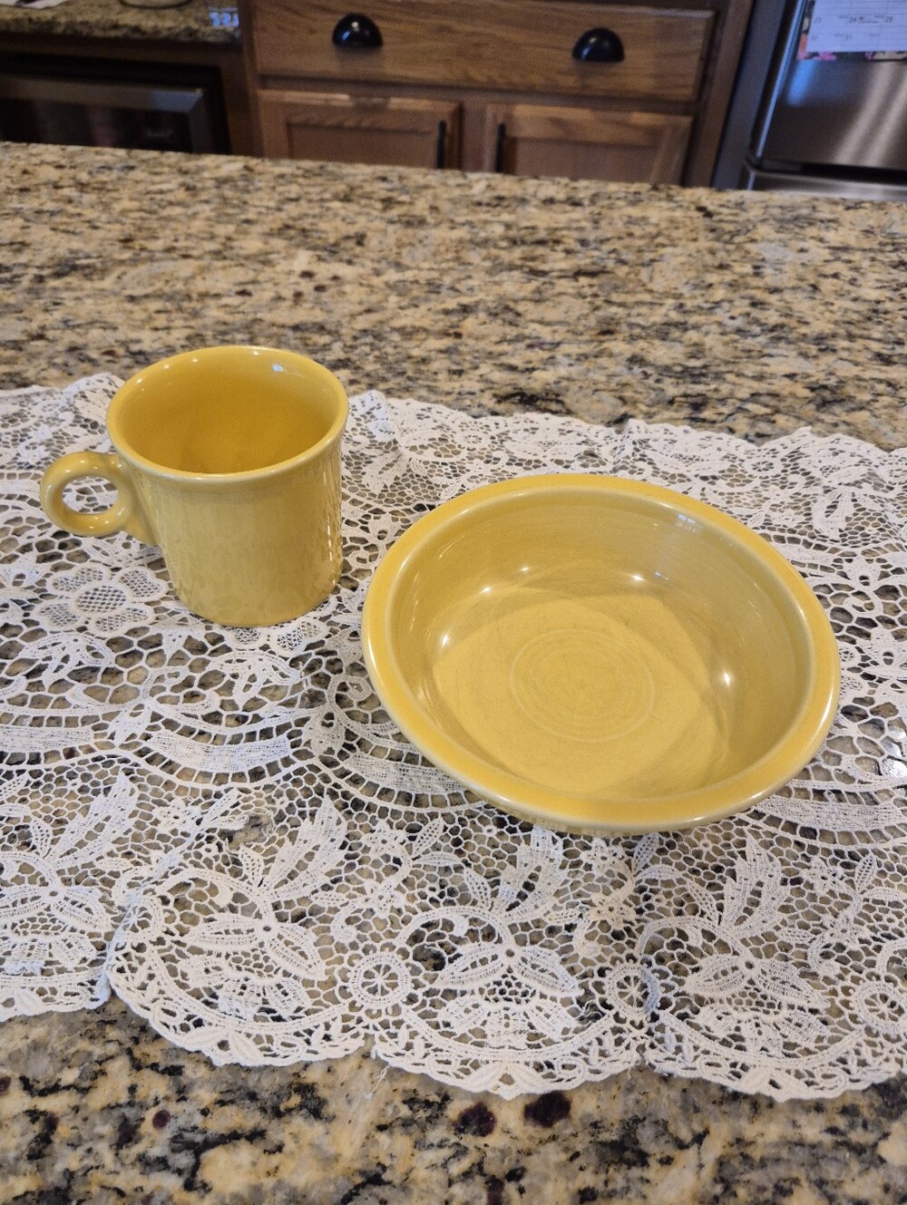 Fiesta Yellow Ceramic Mug and Bowl